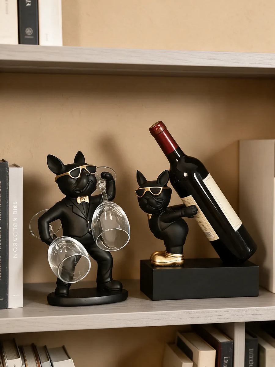 Bulldog Wine Set: Bookcase